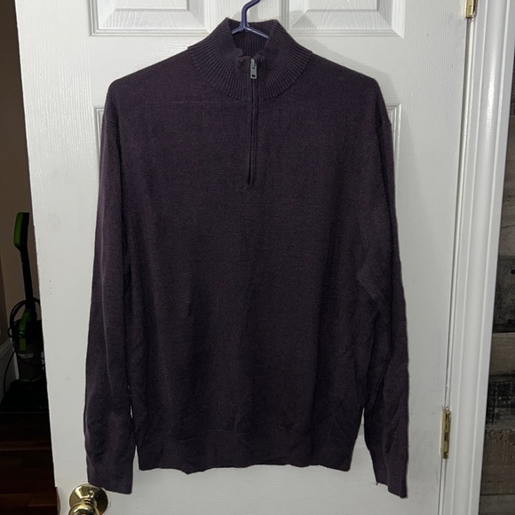 Dockers Mens Plum Quarter Zip Pullover Sweater Size Large - Picture 1 of 4